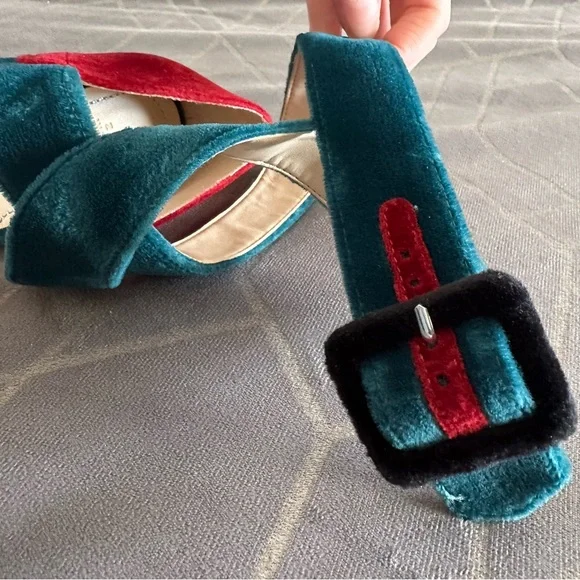 Velvet Colorblock pointed heels - Picture 6 of 11